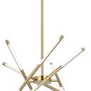 BONLICHT Modern Sputnik Chandelier Lighting Brushed Brass 10 Light Mid Century 48W 5CCT LED Pendant Light Gold Industrial Farmhouse Ceiling Light Fixture Dining Room House Entryway Kitchen Living Room