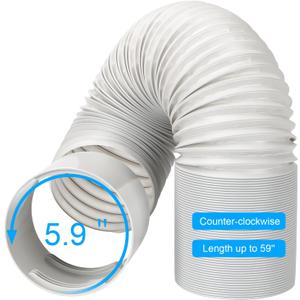 Portable Air Conditioner Hose Kit AC Hose with Coupler 5.9" Dia 59" Length Universal Flexible Exhaust Hose for Portable Air Conditioner Vent