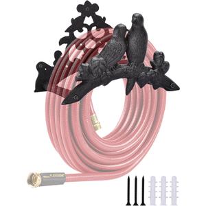 Noa Store Garden Hose Holder - Decorative Wrought Iron Wall-Mounted Hose Organizer - Heavy-Duty Wall Mount Water Hose Holder - Hook Rack for Water Hose - Outdoor Hose Holder - H8xL10xW5.7 inches