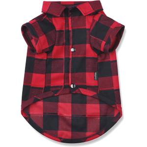 Dog Shirt Plaid Puppy Clothes for Small Medium Large Dogs Cats Boy Girl Kitten Soft Pet T-Shirt Breathable Tee Outfit Adorable Grid Apparel Halloween Thanksgiving [Red#1; M] (M - Chest ~15.3" / 6~9 lbs)