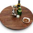 24 Inches Black Walnut Wood Lazy Susan Organizer, Solid Wooden Round Turntable, Rotating Tray for Table Top/Counter Top (3 light 24")