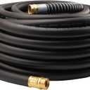 Wiseflow Garden Hose 75FT x 3/4", Heavy Duty Rubber Hose, Water Hose with Five Layered Braiding, Male Female Fittings, 1200PSI Burst, 300PSI Working for Yard, Car Wash, Pets (Black)