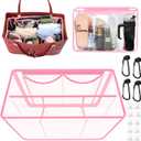 Large Bag Organizer Insert for Bogg Bags Clear Insert Pouch Compatible with Bogg Bag, Organizer Accessories for X Large Beach Bags, Organizing and Divide Space (Clear-Pink)