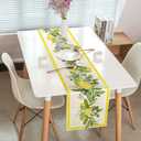 Spring Summer Lemon Table Runner, Fruits Kitchen Dining Table Decoration for Holidays, Yellow Lemons Leaves Flowers Farmhouse Table Decor Runners, 13X90IN