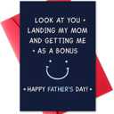 11 x Funny Fathers Day Card from Daughter, Son or Kids Hilarious Fathers Day Gift for Stepdad Greeting Cards - Bonus Dad Card - Premium 5x8 Cardstock with Envelope Blank Inside for Personalized Message