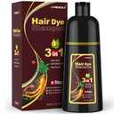 MEIDU Black Hair Dye Shampoo 3 in 1 for Gray Hair, Black Hair Dye for Women Men, Hair Color for Women Herbal Ingredients Natural (500ml,16.9oz) (Dark Brown)