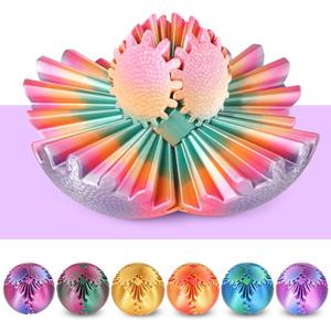 Gear Ball Fidget Toys - Steampunk Gear Sphere Stress Relief for Kids & Adults, 3D Printed Unique Funny Gift for Christmas, White Elephant, Stocking Stuffer (Candy-Colored) (Dia. 3.15")