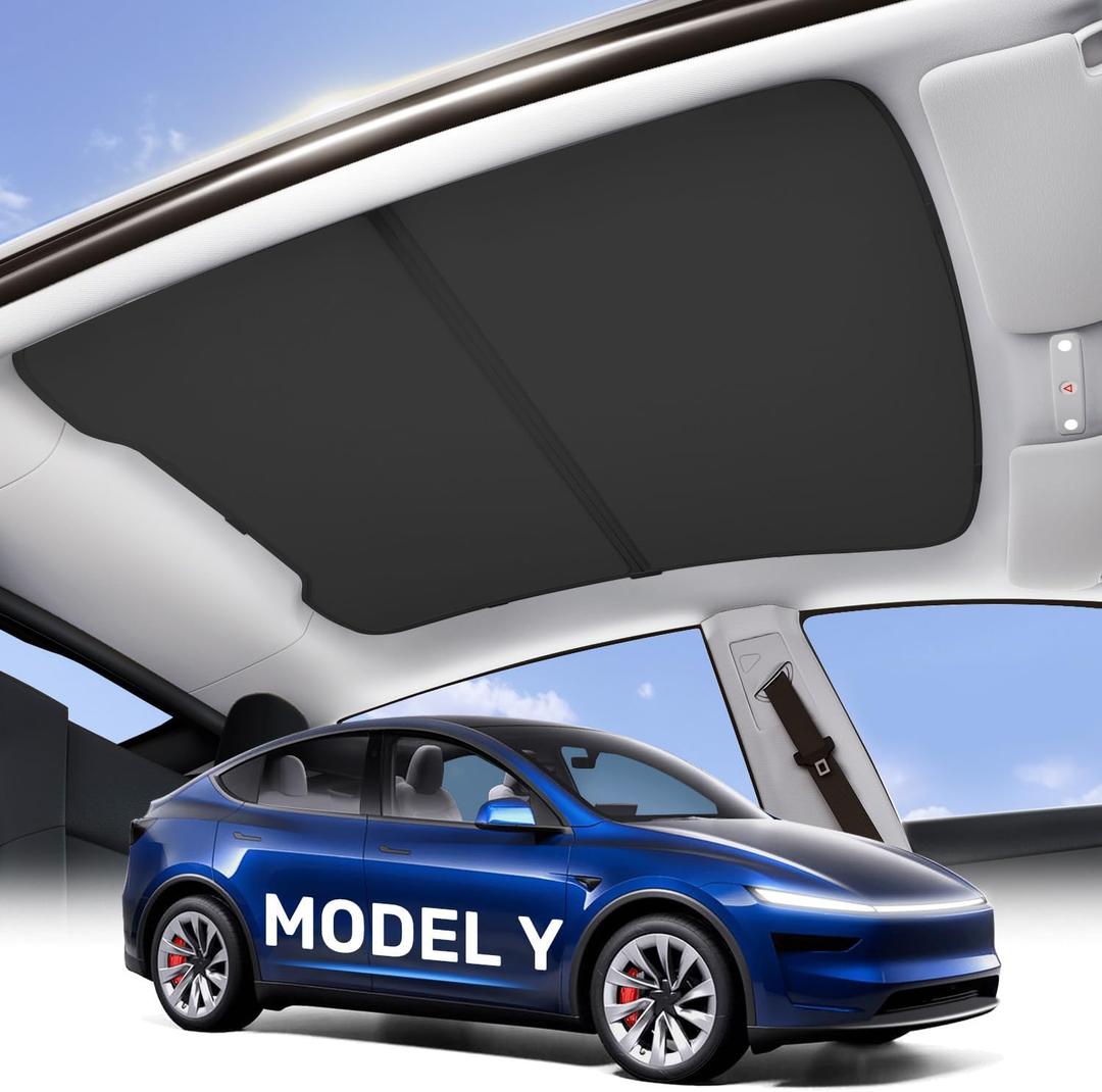 Zanch Tesla New Model Y Juniper Accessories Sunshade Roof [2025 Cooling Tech, Heat Insulation] Magnetic No Sag Foldable Roof Glass Sun Shade for Model Y (2020-2025) Tesla Accessories 2025-2026, Black