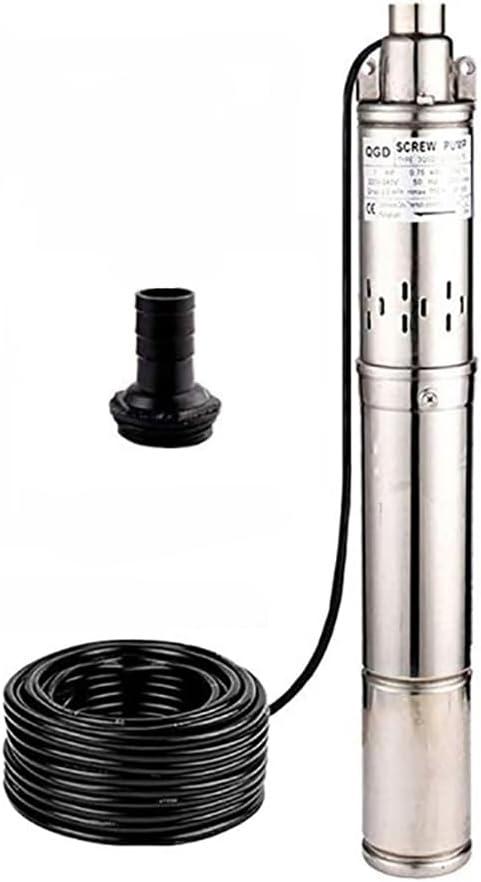 1Hp Deep Well Submersible Pump,220V/60Hz 3" OD Pipe Deep Well Pump,with 50ft Electric Cord,11gpm Flow 335ft Head,1" Outlet Stainless Steel Screw Water Pump for Industrial,Irrigation & Home Use