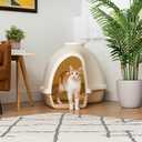 IRIS USA Igloo Dog House, White/Beige, Small and Medium Dogs and Cats, Indoor/Outdoor