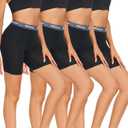 wirarpa Women's Underwear Modal Boxer Briefs Anti Chafing Boyshorts Panties with Crotch 4 Pack (Medium, Black)