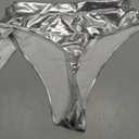 Kepblom Women's Thong Metallic Rave Bottoms Shiny High Waisted Panties for Festival Clubwear Dancing, S