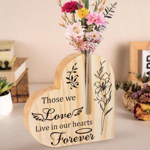 Sympathy Gifts for Loss of Loved One,Memorial Wooden Plaque Sign, Condolences Remembrance Bereavement gifts, Memorial Gift for Loss of Mom Dad Husband, Wooden Flower Arrangement Tabletop Decoration