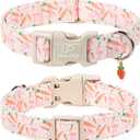 Easter Day Dog Collar, UP URARA PUP Easter Bunny Adjustable Pet Collar with Quick Release, Colorful Rabbits Dog Collars for Small Medium Large Dogs (EasterCarrot&Bow CC)