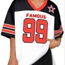 Oversized Jersey Shirts for Women Shirts Y2K Number Graphic Jerseys V Neck Cute Streetwear Tee Tops (L)