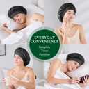 100% Mulberry Silk Bonnet for Sleeping, Double Layer Mulberry Silk with Elastic Band for Curly Long Hair, Black