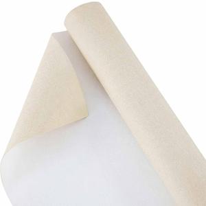 Kinlop 36 Inch x 20 Feet Double Primed Cotton Canvas Large Linen Beige Canvas Roll for Oil and Acrylic Painting