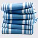 TEXAS LINEN CO. American Stripe Kitchen Towels 100% Cotton Pack of 6, Highly Absorbent Quick Drying, Soft Dish Towels 20x30 Inch for Kitchen w Hanging Loop, Hand & Tea Towel - Turquoise Blue & White