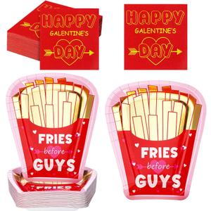 Vesici 100 Pcs Galentines Plates and Napkins Galentines Party Supplies Valentines Dinnerware Set Disposable 50 Plates and 50 Napkins Paper Cocktail Decorative Dinnerware for Valentines Galentine Day