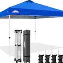 EAGLE PEAK Pop Up Canopy Tent with Wheeled Carry Bag, 8 Stakes, 4 Ropes, 4 Weight Bags, Easy Set Up Tent Canopy, 12x12 ft, 144sqft of Shade, Blue
