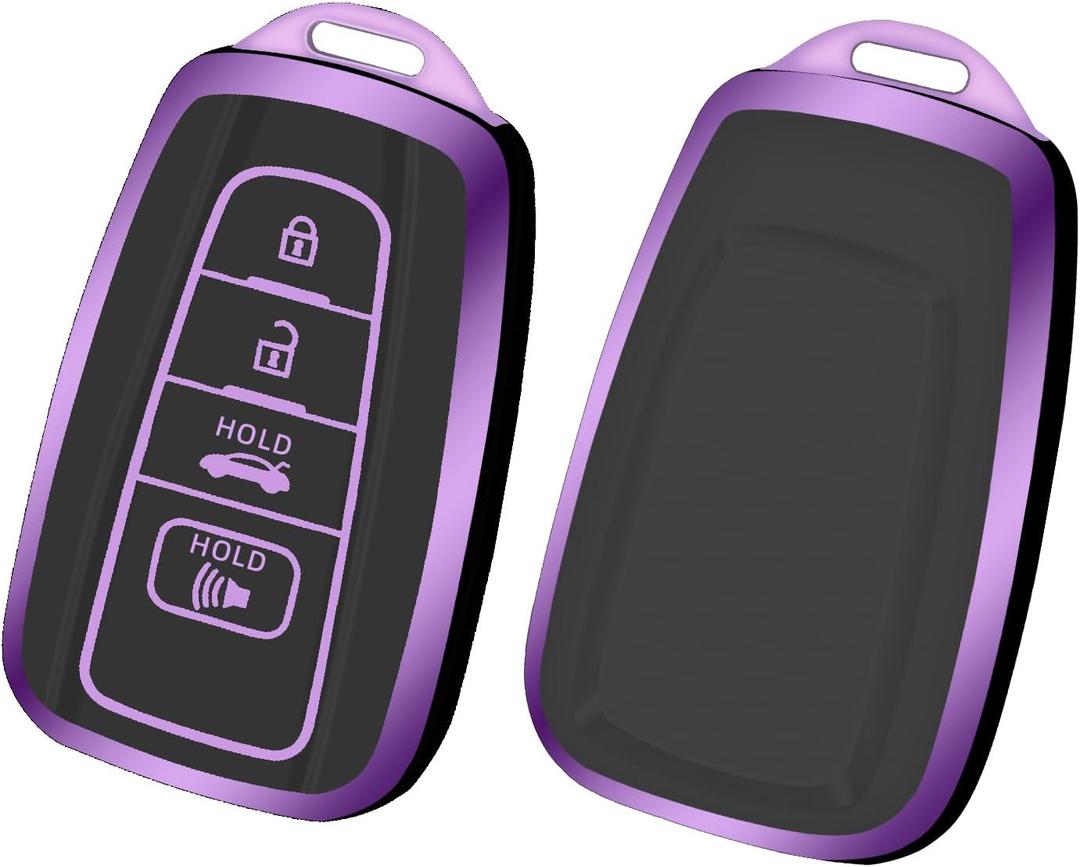 For Toyota Key Fob Cover, TPU Key Fob Case Cover Fits for Toyota Highlander RAV4 Camry Corolla 4 Runner Avalon C-HR Prius GT86 Tacoma Car Accessories Smart Key Holder, Black