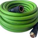 Garden Hose 5/8 in x 15 ft, Hybrid, No Kink, Heavy Duty, Lightweight, Flexible, Male Female Fittings, Handle & 3/4" GHT Solid Brass, 200 PSI (15FT,Green)