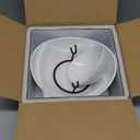 YHOSSEUN Chip and Dip Serving Set, Tiered Serving Bowl Set 2 Tier Serving Stand Ceramic Appetizer Serving Food Display Stand for Parties, Serving Dishes for Entertaining Food Service (Black)