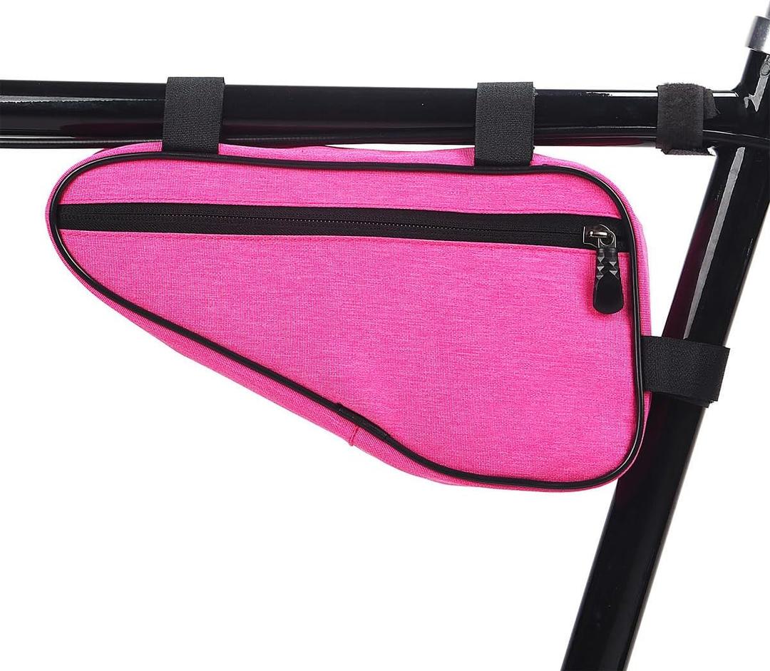 Triangle Bike Bag - Front Frame Triangle Bag, Cycling Accessory, Large Capacity, Portable Pouch (Pink)