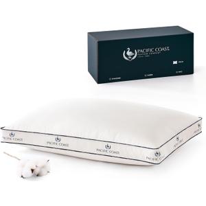 Pacific Coast Goose Firm Bed Pillows of Standard Size, 100% Organic Cotton Cover, Gusseted Design for Sleeping, Feather and Down Pillows of Hotel Collection