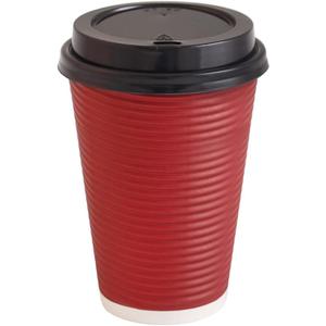 Burgundy Ripple Hot Cups - 16 Oz - Paper, Case Of 200, 4 Packs X 50 - For Coffee, Tea, Cafes & Breakrooms, Large