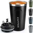 Coffee Mug 12oz - Insulated Travel Mug Spill Proof with Leakproof Lid Vacuum Stainless Steel Travel Coffee Mug Water Tumbler to GO, Reusable Coffee Cup for Men and Women for Hot & Cold Drinks (A-Black,380ML)