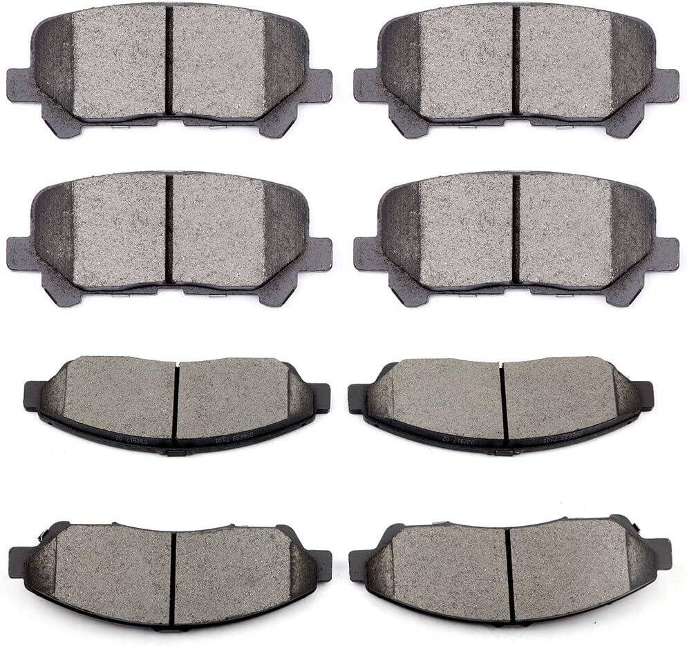 cciyu D1281 D1280 8pcs Front & Rear Ceramic Brake Pads Kits 07-13 For Acura MDX, 10-13 For Acura ZDX,  09-11 For Honda Pilot