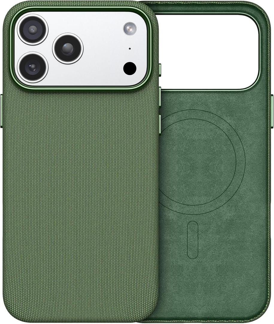 for iPhone 17 Pro TechWoven Case 2025, iPhone 17 Pro Phone Case [Compatible with Magsafe] Shockproof Anti-Slip TechWoven Premium Woven Fabric Cover for 17 Pro 6.3", Green