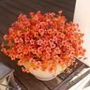 Geegoods Fall Flowers Artificial Mums for Outdoors, 20 Bundles UV Resistant Silk Fake Daisy with Eucalyptus Leaves No Fade Greenery for Porch Patio Garden Front Door Fall Decoration(Orange)