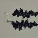 Handmade Rhinestones on lace Applique Sewing Beads Sequins Trim Patches for Wedding Dress Accessories 1 Pair/Bag