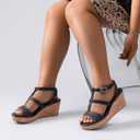 Ruiee Womens Wide Width Wedge Sandals. | Wide Width, Summer Platform, Wedge Heels, Strappy, Ankle Strap, Dressy, 10.5