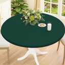 Smiry Round Spandex Tablecloth, Elastic Fitted Washable Tablecloths for 45"-56" Tables, Waterpoof Stretch Picnic Table Cover for Dining, Indoor and Outdoor, Hunter Green