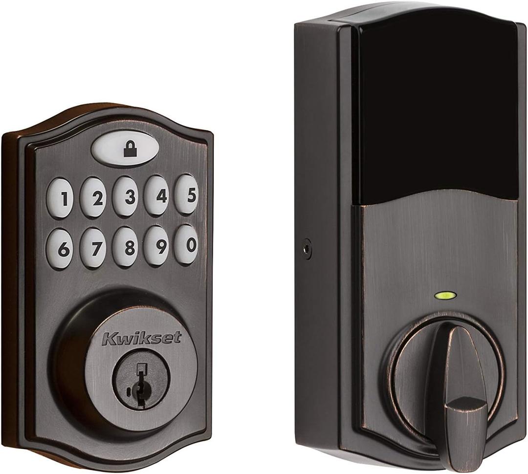 Kwikset 914 Traditional Keypad SmartCode Electronic Deadbolt Smart Lock featuring SmartKey Security and ZigBee 3.0 Technology in Venetian Bronze