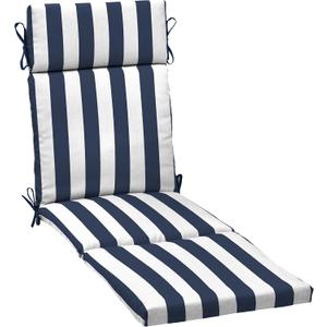 Arden Outdoor Chaise Cushion, 21 in x 72 in, Weather-Proof, Rain-Proof, Fade Resistant Patio Cushion for Chaise Lounger Sapphire Blue Cabana Stripe