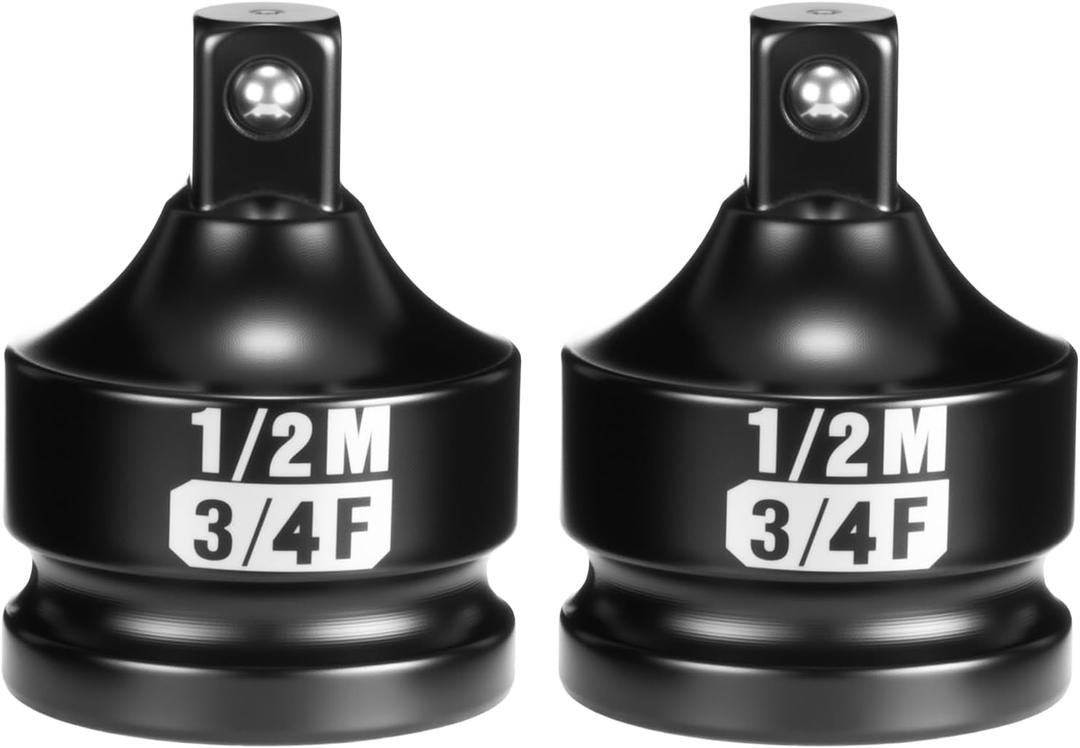 3/4" F to 1/2" M Socket Adapter 2PCS Set, CR-MO Steel Square Drive Converter Kit for Impact Wrenches & Ratchets, Heavy Duty Socket Reducer/Enlarger for Auto Repair
