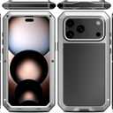 Marrkey Compatiable with iPhone 17 Pro Case,360 Full Body Protective Cover Heavy Duty Shockproof [Tough Armour] Aluminum Alloy Metal Case with Silicone Built-in Screen Protector - Silver