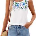 MEROKEETY Women's Summer Floral Tank Tops 2025 Vacation Boho Casual Loose Beach Sleevless Shirts (Blue, S)