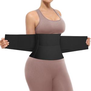 SHAPELLX Waist Trainer for Women Waist Cincher Corset Shapewear Body Shaper Tummy Control Stomach Belt Postpartum Band (Large, Black-5 Steel Bones-3 Velcro Bands)