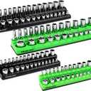 SWANLAKE 4-Piece Magnetic Socket Organizer Set, Metric & SAE Socket Holder Set Includes 1/4", 3/8" Drive Sockets Trays, Magnetic Sockets Organizer for Tool Box Drawer