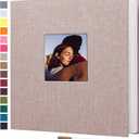 potricher Large Photo Album Self Adhesive 4x6 5x7 8x10 Pictures Linen Cover 40 Blank Pages Magnetic DIY Scrapbook Albums with A Metallic Pen (Beige)