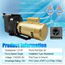 SP2610X15 1.5HP Inground Super Pool Pump Fits for Hayward W3SP2610X15 Pump