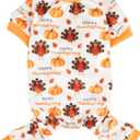 Lanyarco Fall Dog Thanksgiving Outfit Pajamas, Pumpkin Turkey Dog Clothes PJS for Pet Dogs Costume Medium Size