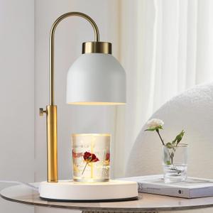 Hasun Candle Warmer Lamp, Safe Electric Candle Warmer Lamp with Timer and Adjustable Height/Heat, 2-8H Timer No Flames Dimmable Scented Candle Lamp for Jar, Candles Warmer with 2 Bulbs (White03)