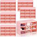 Amyhill 6 Pcs Mini Drawer Organizer Small Organizer with 9 Drawers Plastic Desktop Craft Storage Box for Office Home Room Jewelry Cosmetics Collection(Pink)