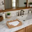 CubesLand Scalloped Napkin Holder for Bathroom Decor, Paper Rope Flat Napkin Dispenser Guest Towel Tray for Bathroom, Farmhouse Warm Napkin Holder for Table Dining Room Home Kitchen Decor, Neutral